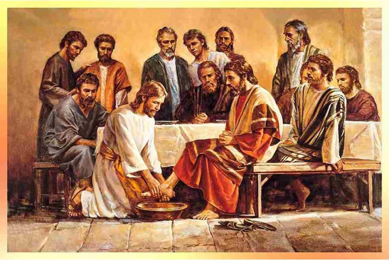 jesus washing apostles feet wall painting on canvas