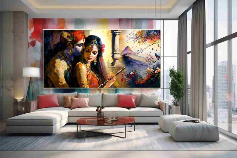 Abstract Beautiful Radha Krishna divine love paintings