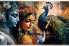 Krishna's Love For Radha Abstract Canvas Painting