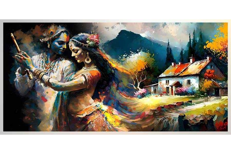 abstract radha krishna rasleela paintings on canvas