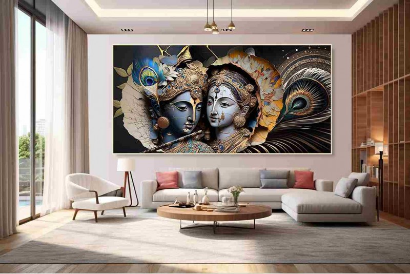 Modern art radha krishna painting wall canvas Painting