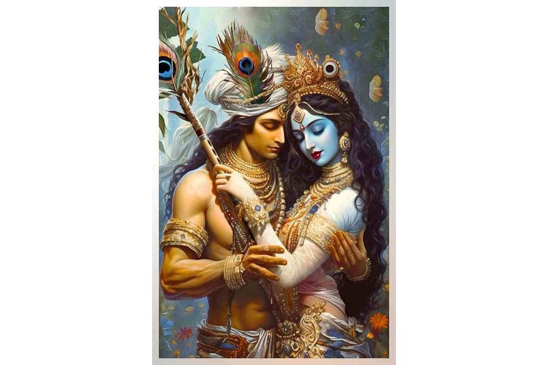 Radha Krishna Love Romantic Art Painting For New Married Couple