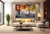 Couple in Autumn Forest Street wall canvas painting