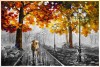 Couple in Autumn Forest Street wall canvas painting