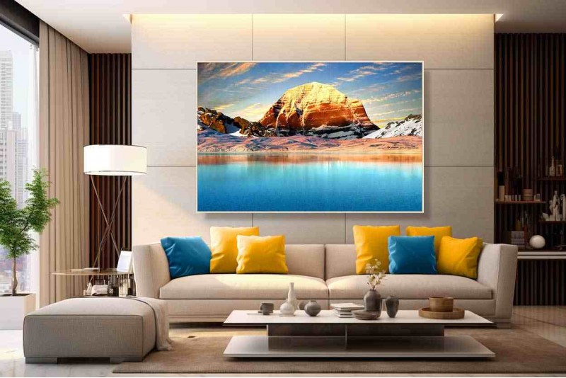 Kailash Manasarovar Photo painting on canvas Customer Requested Product From US 