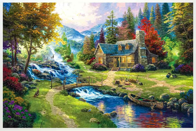 Spring Autumn Colorful Nature Magical cottage Painting