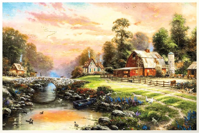 Spring Colorful Nature Magical cottage landscape Painting