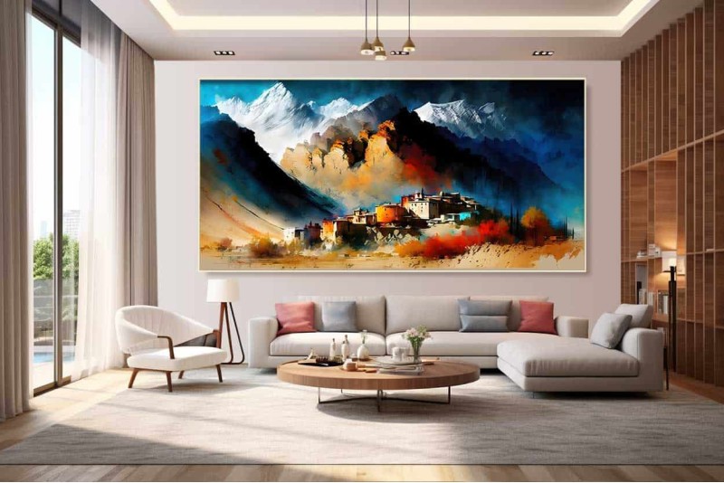 abstract leh ladakh mountain landscape painting