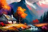 abstract mountain landscape painting on canvas