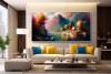 abstract mountain river landscape painting on canvas