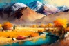 abstract mountain river landscape painting wall canvas