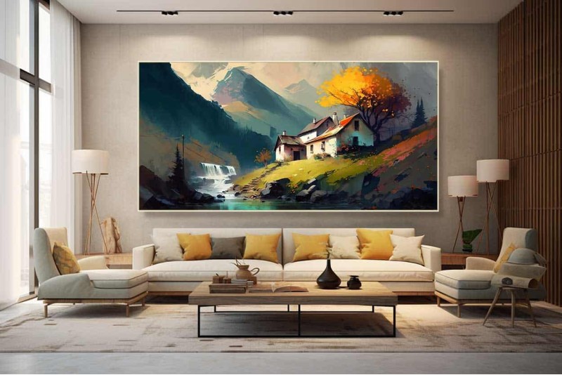 acrylic mountain landscape painting on canvas