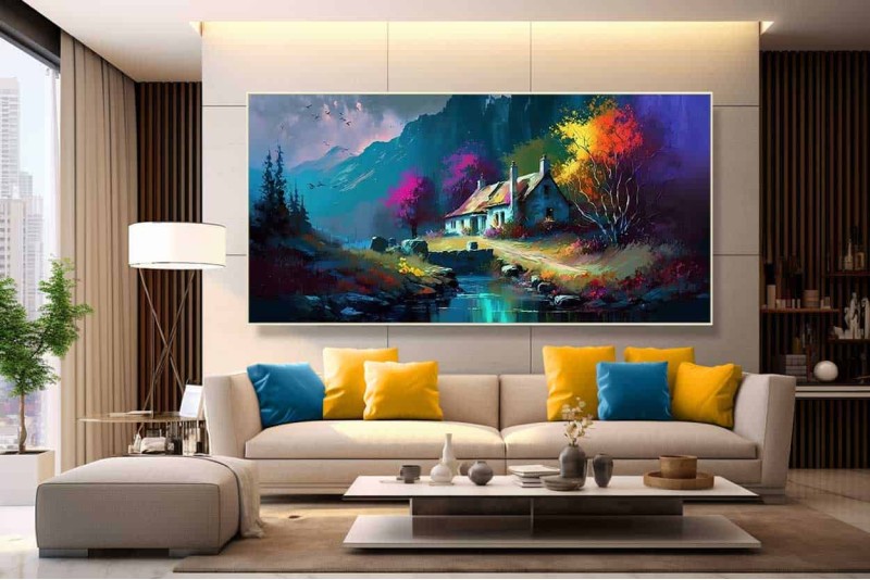 beautiful abstract landscape painting on canvas