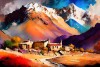 leh ladakh mountain landscape painting