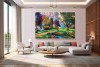 nature wall canvas painting of colorful autumn forest