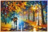 nature wall painting of colorful autumn forest couple