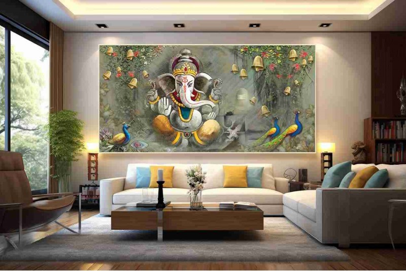 Modern ganesha painting large ganesh painting W011