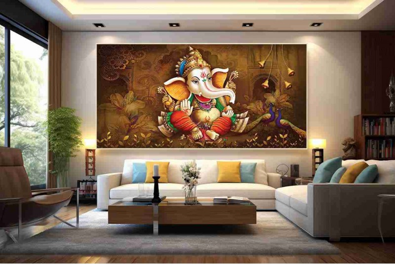 Modern ganesha painting large ganesh painting W012L