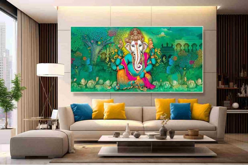 Modern ganesha painting large Ganpati paintings W014L