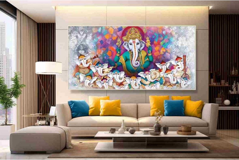 Modern ganesha painting large Ganpati paintings W015L