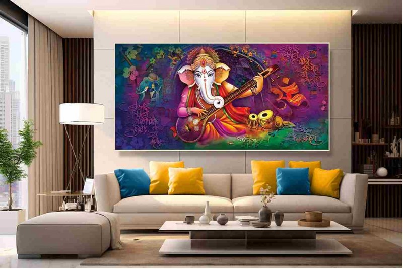 Modern ganesha painting large ganesh painting W016L