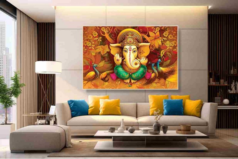 Lord ganesha painting on canvas cute ganesha 021