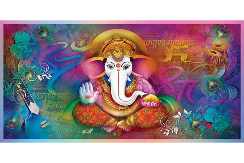Lord ganesha painting on canvas cute ganesha W021L