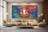 Lord ganesha painting on canvas cute ganesha W021