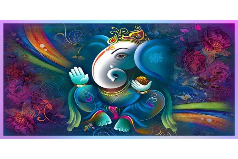 Lord ganesha painting on canvas cute ganesha W022L