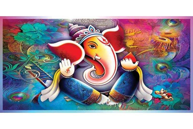 Lord ganesha painting on canvas cute ganesha W023L