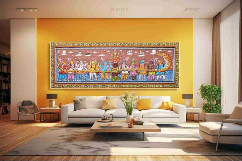 Indian Paintings patachitra samudra manthan canvas