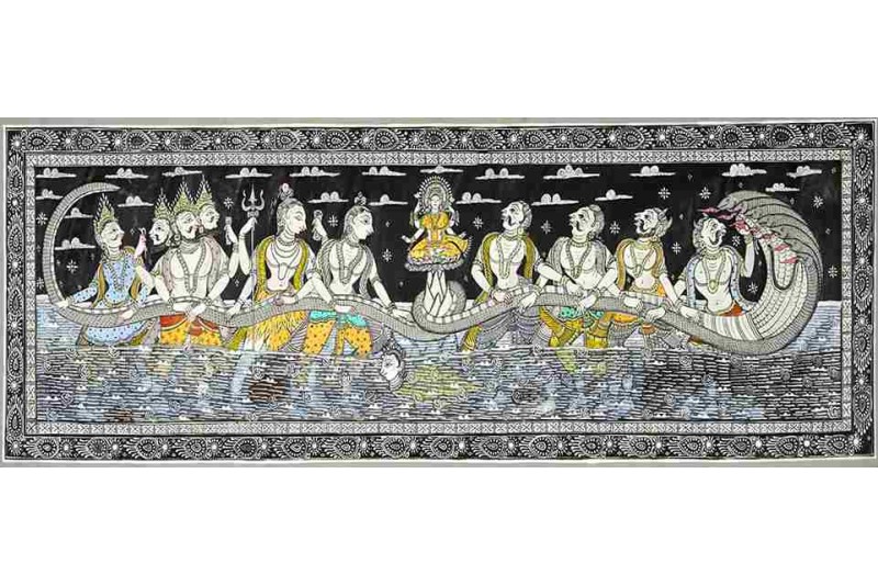 samudra manthan Indian patachitra paintings canvas