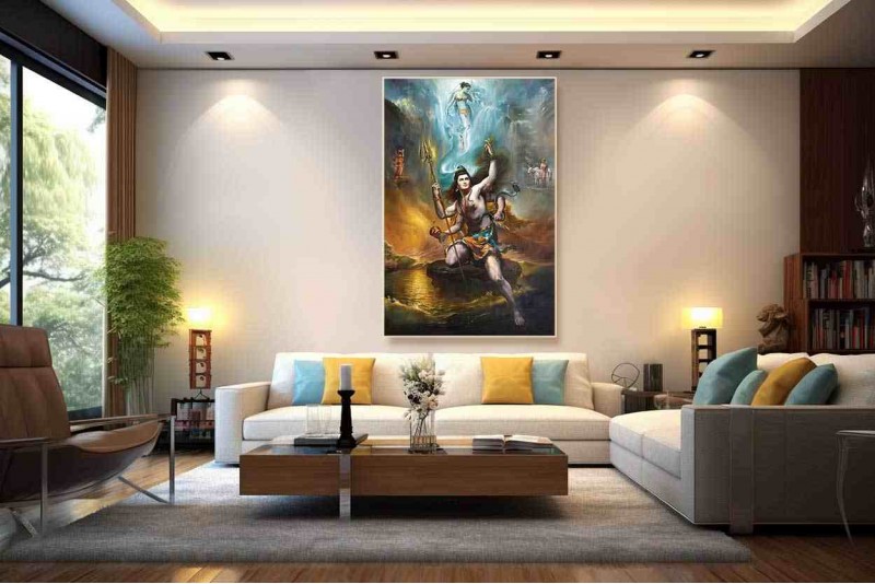 Lord Shiva Painting On Canvas big size Wall Canvas 
