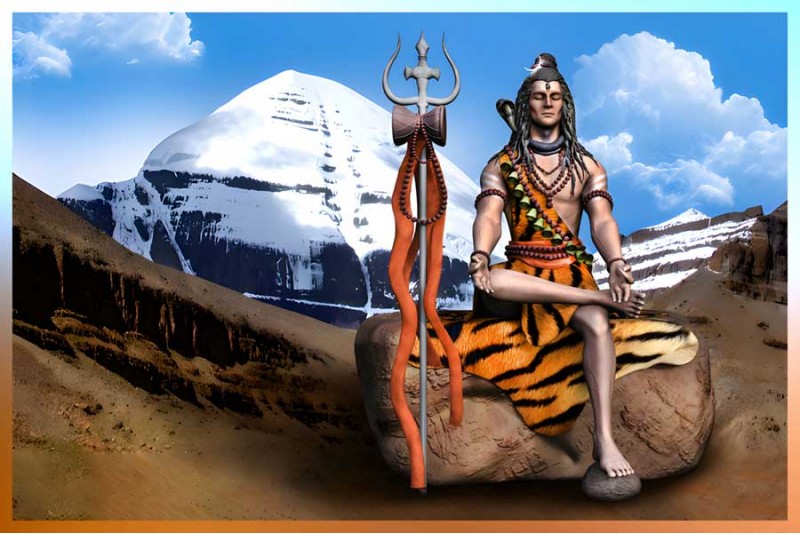Mount Kailash with lord shiva painting HD image on canvas