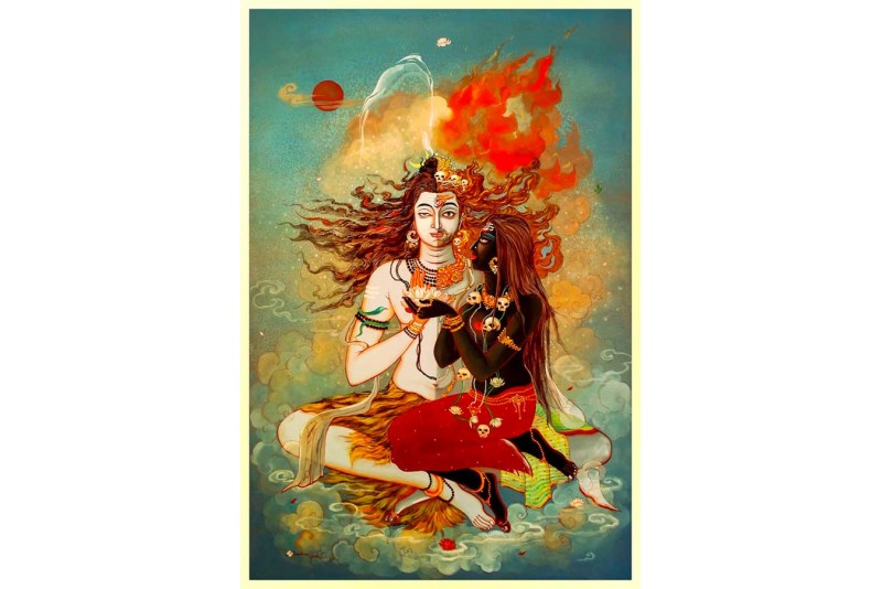 Shiva and Shakti Painting on Canvas Mahadev Mahamaya