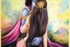 Beautiful radha krishna love painting on canvas L 