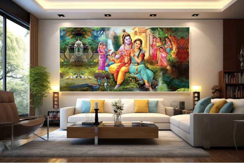 21 Beautiful Radha Krishna Painting On Canvas HD imageL