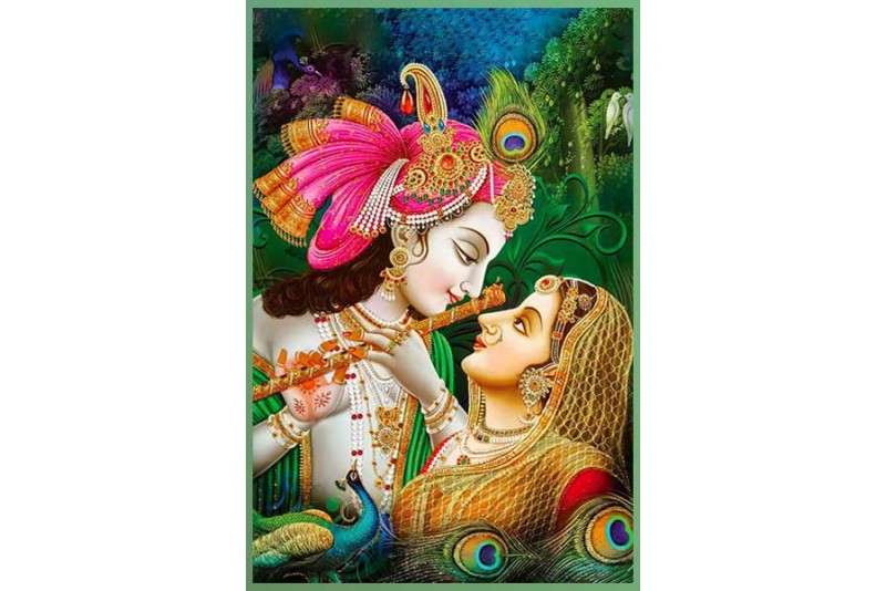 Beautiful meenakari painting of radha krishna 001L