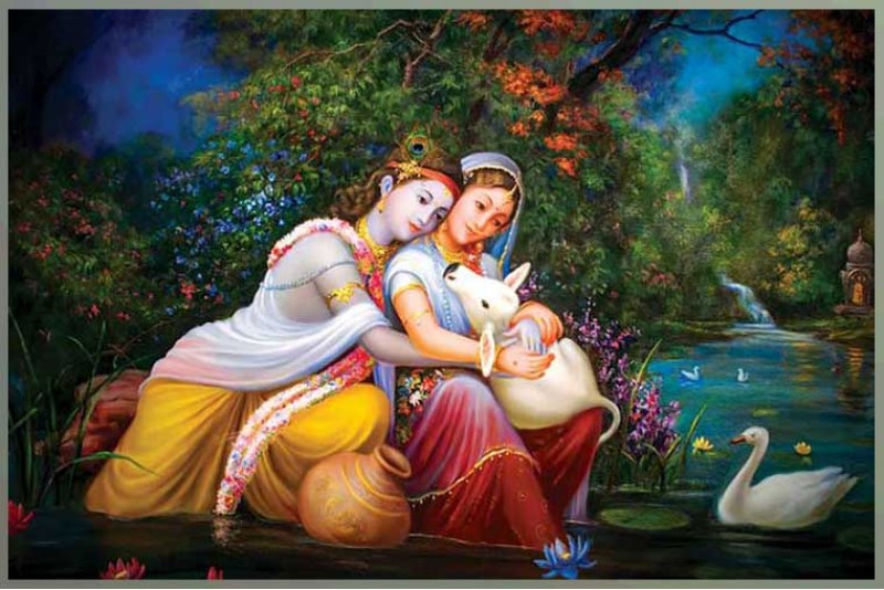 Radha Krishna loves Painting with cow Best canvas painting