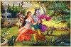 001 Beautiful Radha Krishna on swing painting On Canvas L
