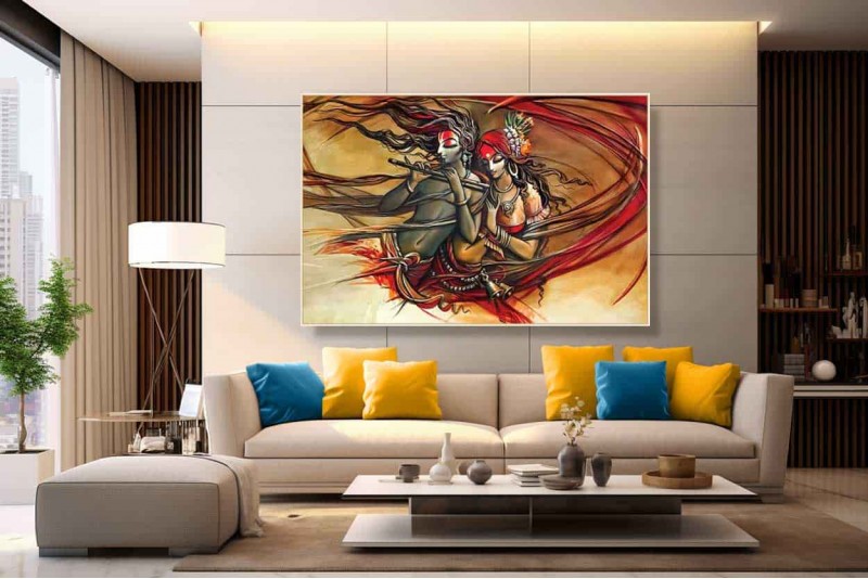 Best Abstract traditional radha krishna painting on Canvas 
