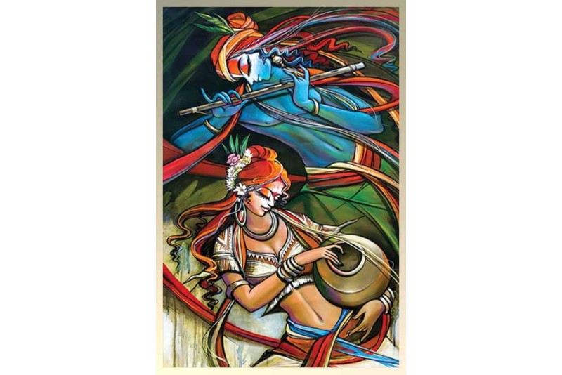 Beautiful Traditional Radha Krishna Painting on canvas RK228 L