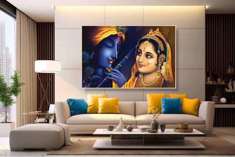 Beautiful radha krishna painting online | abstract rks003