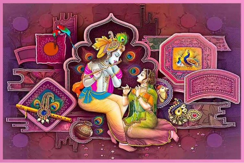 Beautiful Radha Krishna Painting On Canvas HD image