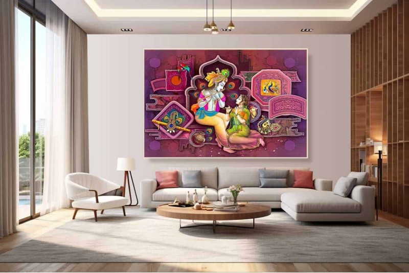 0242 Beautiful Radha Krishna Painting On Canvas HD image L