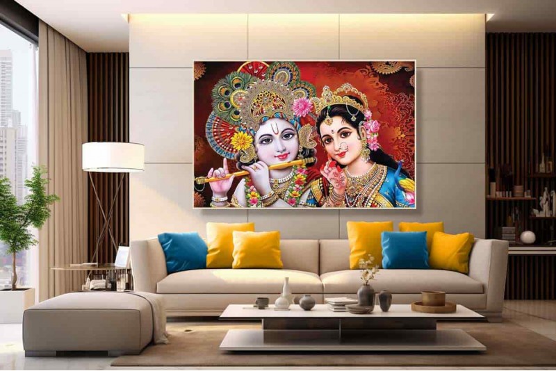 0234 Beautiful Radha Krishna Painting On Canvas HD image