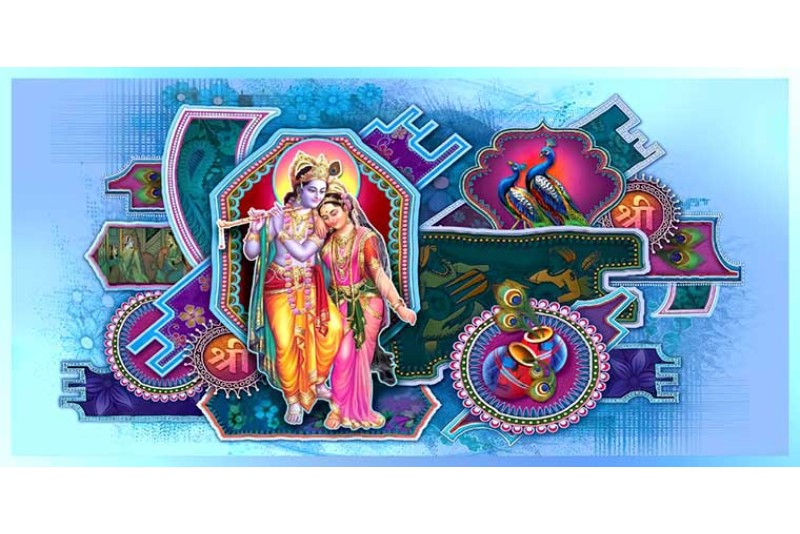 Beautiful Radha Krishna Painting On Canvas HD wall canvas 18