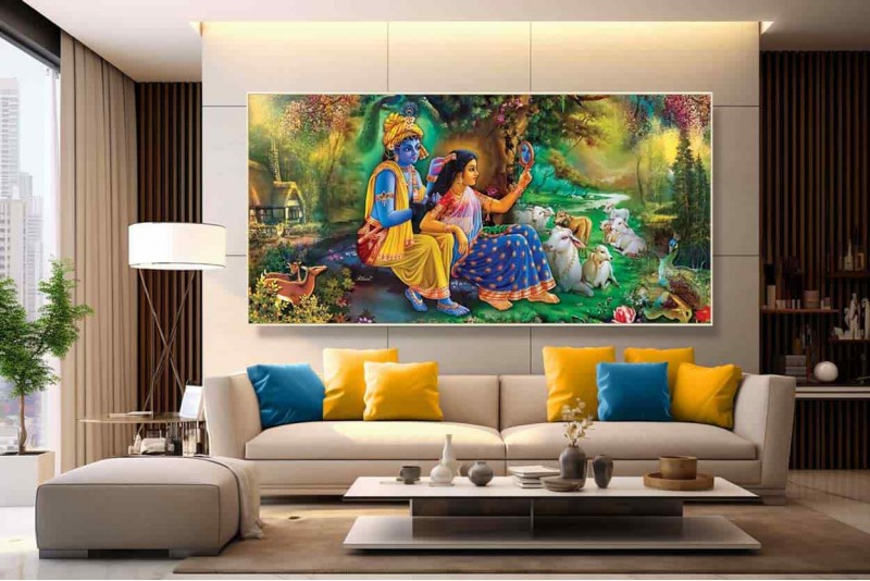 21 Best Radha Krishna Painting On Canvas HD images wall art L
