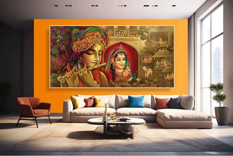 Best Radha Krishna Painting On Canvas HD images wall art 015