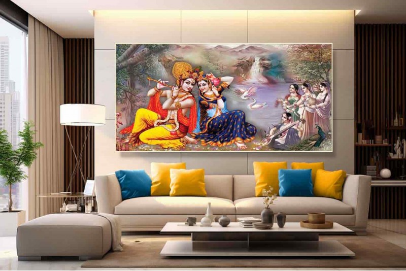 Best Radha Krishna Painting On Canvas HD images wall art 016
